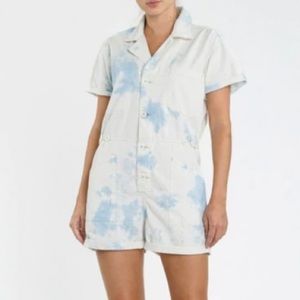 Pistola Parker Denim Tie Dye Field Suit Shorts Romper